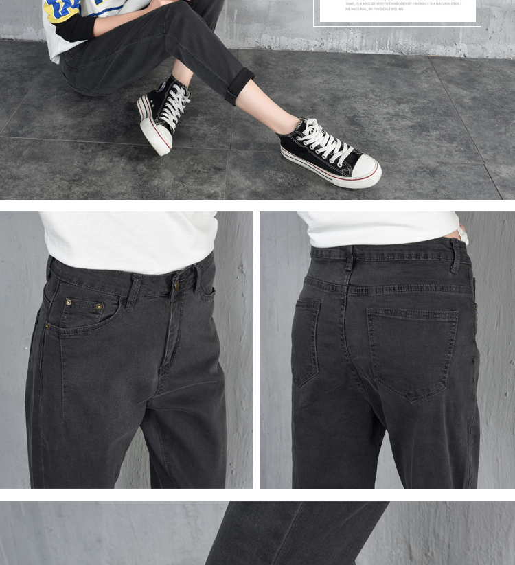 Hàn quốc phiên bản của cao eo jeans nữ chín quần mùa thu 2018 new đen lỏng chân mỏng củ cải quần mùa hè quần jean áo sơ mi nữ