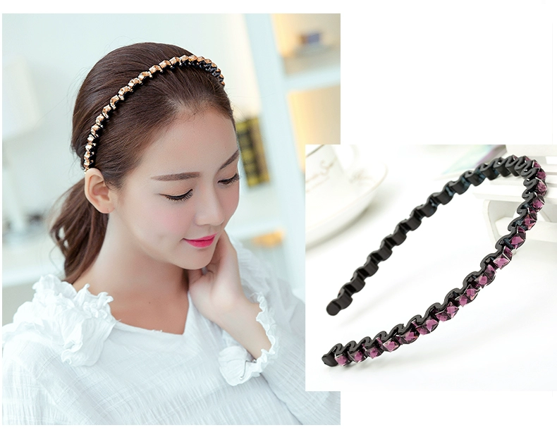 Thông minh headband headband lượn sóng phiên bản Hàn Quốc của các kiểu tóc kẹp tóc tốt Cô headband đầy đủ khoan với phụ kiện tóc trâm cài tóc cổ trang