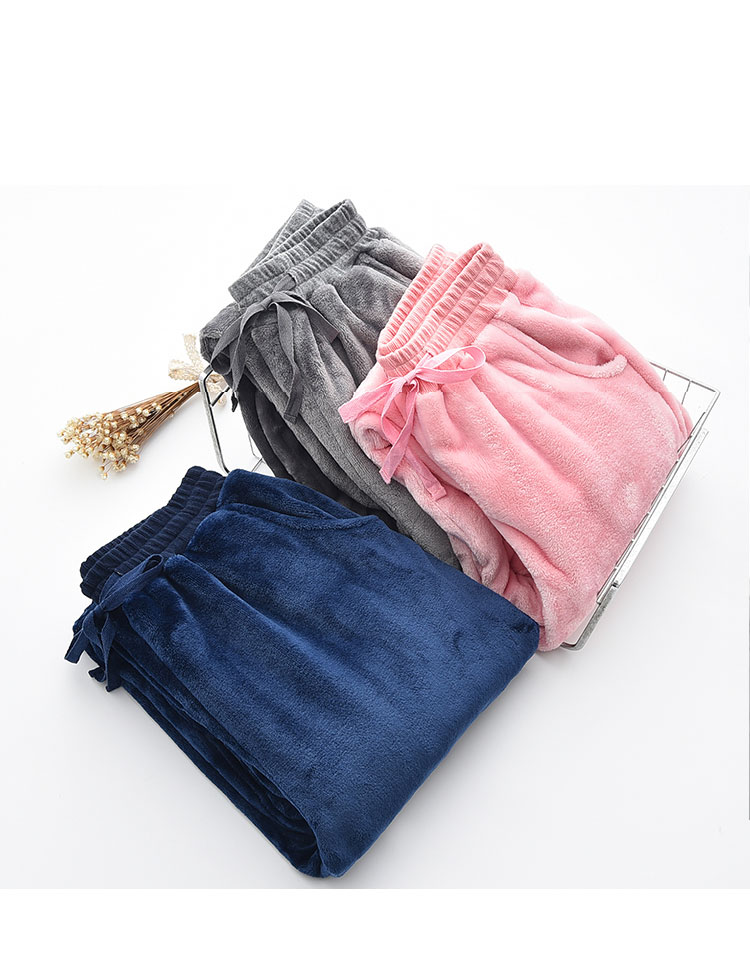 Mùa thu và mùa đông flannel pyjama quần dày quần quần mùa thu cổ tích ấm quần san hô lông cừu quần lười quần short jean nam
