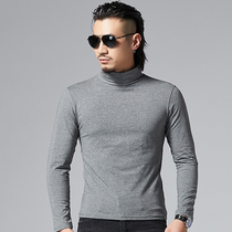 2 pieces) half high collar long sleeve T-shirt men autumn and winter base shirt solid color neck collar clothes Autumn Tide