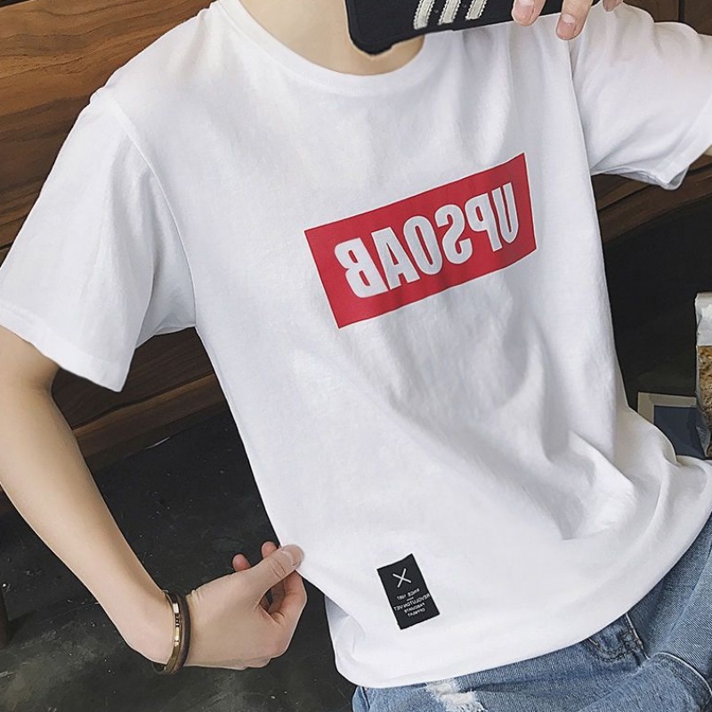 Mùa hè ngắn tay áo thun nam Vòng cổ áo lỏng lẻo trẻ màu tinh khiết đơn giản T-shirt nửa tay áo đáy hẹn hò siphon sóng mặc của nam giới