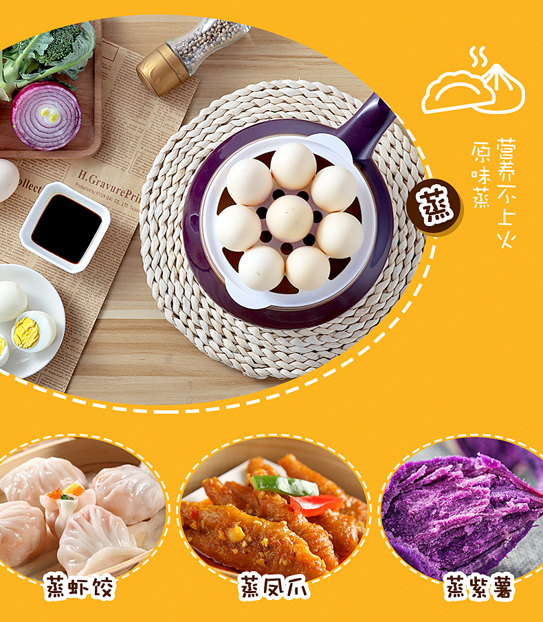 Omelette nồi hấp trứng chiên trứng nhỏ cắm vào chảo rán tự động tắt nguồn máy ăn sáng tại nhà - Nồi trứng 	nồi lẩu mini olayks