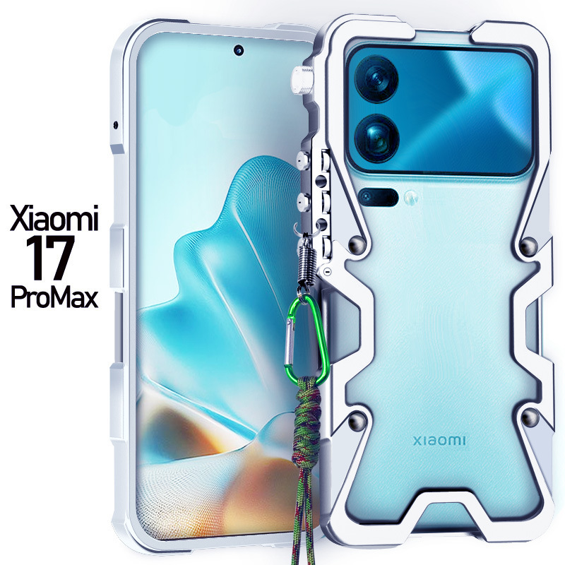 Xiaomi 17 Promax Metal Frame Phone Case Miui17Max High-End Stylish Aluminum Alloy Protective Cover Full Edge Anti-Slip Thor Self-Defense Case for Men