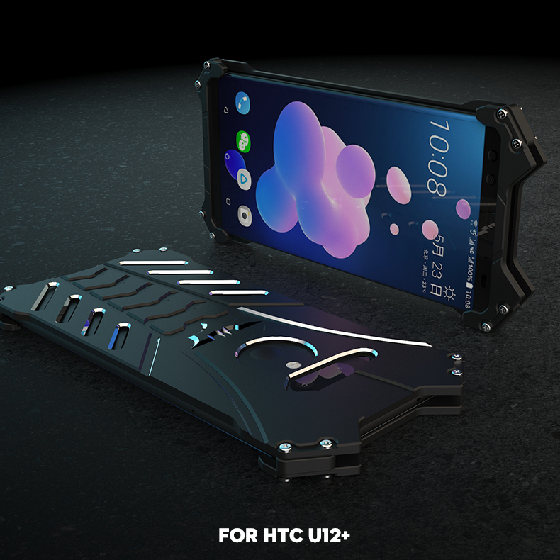 R-Just Batman Shockproof Aluminum Shell Metal Case with Custom Batarang Stent for HTC U12+