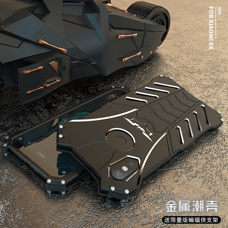 R-Just Batman Shockproof Aluminum Shell Metal Case with Custom Batarang Stent for Xiaomi Mi 6X / Xiaomi Mi A2