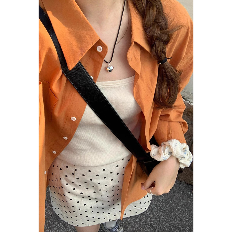 Orange Sun Protection Shirt for Women 2025 Summer New Loose Korean Style Casual Thin Long-Sleeved Shirt