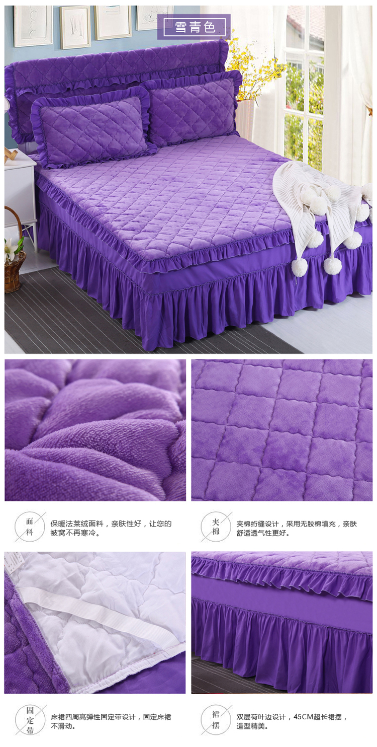 Mùa thu và mùa đông flannel quilted bed bed bed đơn mảnh dày ấm cộng với bông giường nhóm giường trải giường bao gồm gối drap giường có viền
