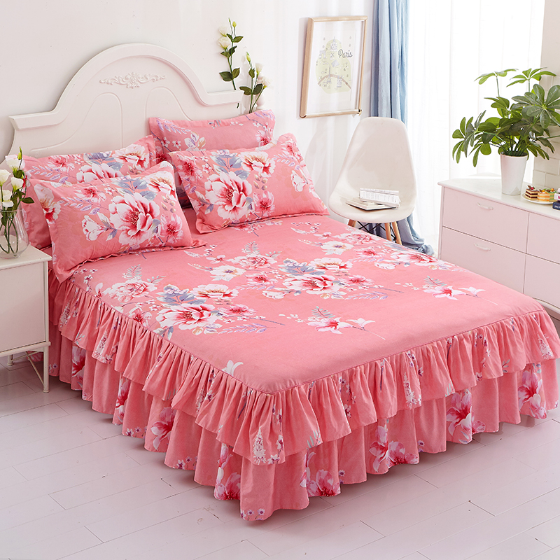 Váy ngủ để gửi vỏ gối một cặp giường đơn trải giường Váy đơn mảnh trải giường ba bộ giường 1,5 m 1,8 m 2m giường giường váy