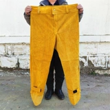 Кожаные джинсы с начесом для работы, штаны, сзади на завязках, защита от ожогов