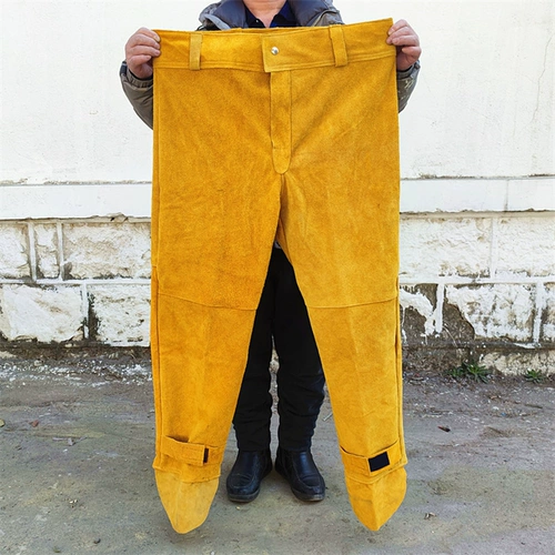 Кожаные джинсы с начесом для работы, штаны, сзади на завязках, защита от ожогов