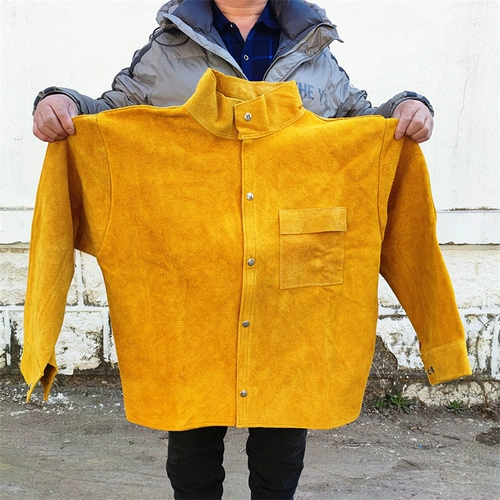 Кожаные джинсы с начесом для работы, штаны, сзади на завязках, защита от ожогов