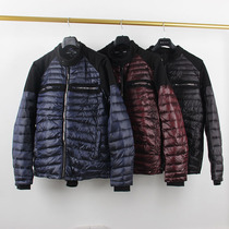 Outdoor lightweight warm cotton jacket for men stand collar color matching chest pockets rib warm jacket