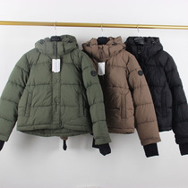 Womens minus 15° outdoor warm cotton coat solid color hooded thickened warm short coat windproof and cold-resistant cotton coat