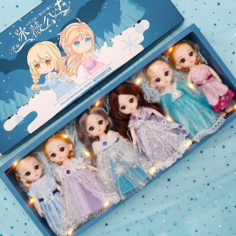 Doll toy girl Lisa Aisha Aisha Aisha Elsa Princess oversized gift box dress simulation shallow Barbie suit