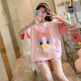 Хлопковая летняя пижама, тонкие шорты для школьников, мультяшный комплект, 2024 года, короткий рукав, большой размер