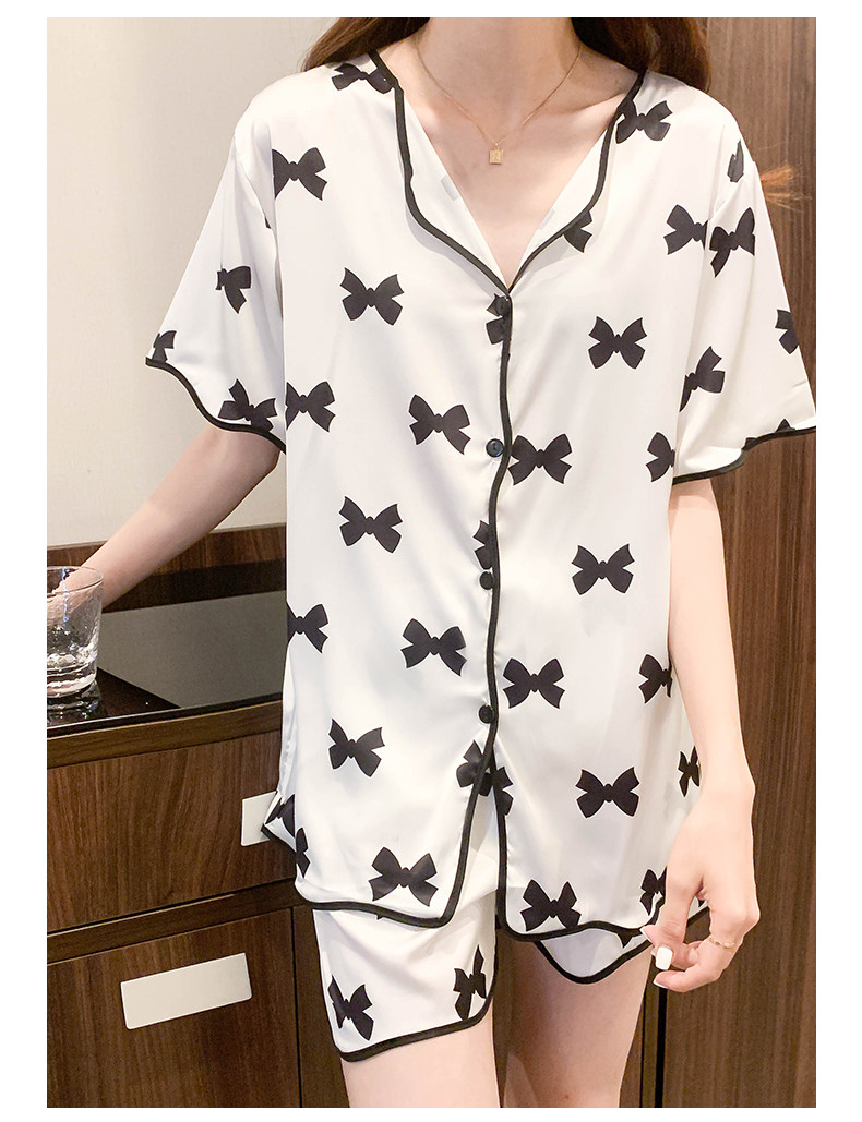 Летняя шелковая пижама, тонкие шорты, шелковый кардиган, комплект, короткий рукав, 2025 года 