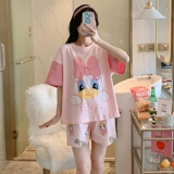 Хлопковая летняя пижама, тонкие шорты для школьников, мультяшный комплект, 2024 года, короткий рукав, большой размер