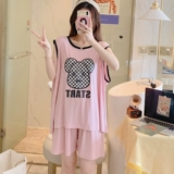 Летняя пижама, жилет без рукавов, шелковый тонкий хлопковый комплект, большой размер