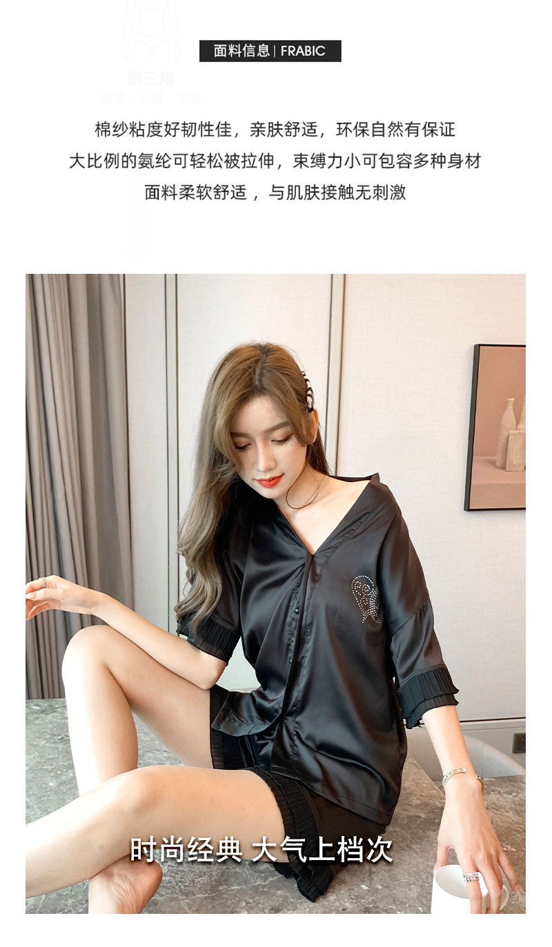 Летняя шелковая пижама, тонкие шорты, шелковый кардиган, комплект, короткий рукав, 2025 года 