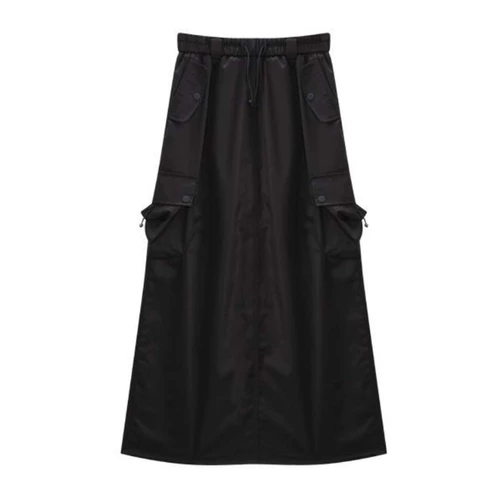 Летняя модная ретро юбка, европейский стиль, высокая талия, на шнурках, свободный прямой крой, А-силуэт