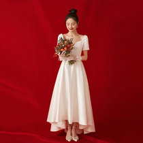 Satin light wedding dress minimalist French style vintage Ancient Conspicuine Wear brigade Beat Super Sensonian to register a small gown woman