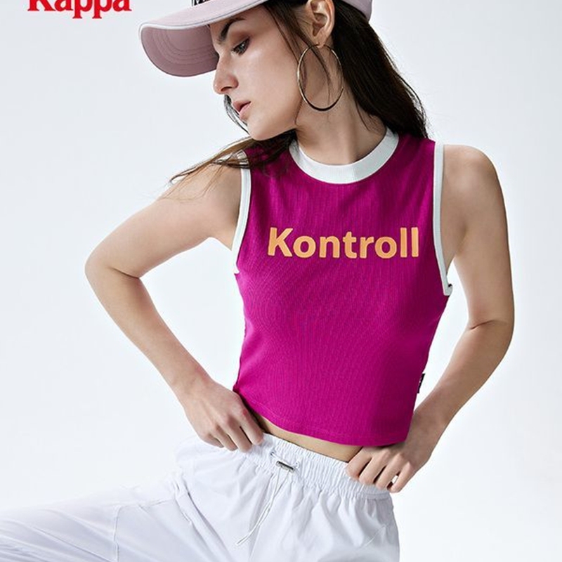 Kappa Camisole New Women's Letter Print Color-Blocking Round Neck Sleeveless Top Kpdfbvv01K