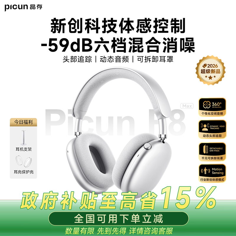 Pincon F8Max Over-Ear Headphones Ai Noise Reduction Wireless Bluetooth Gaming Headset Computer Wired Compatible with Apple