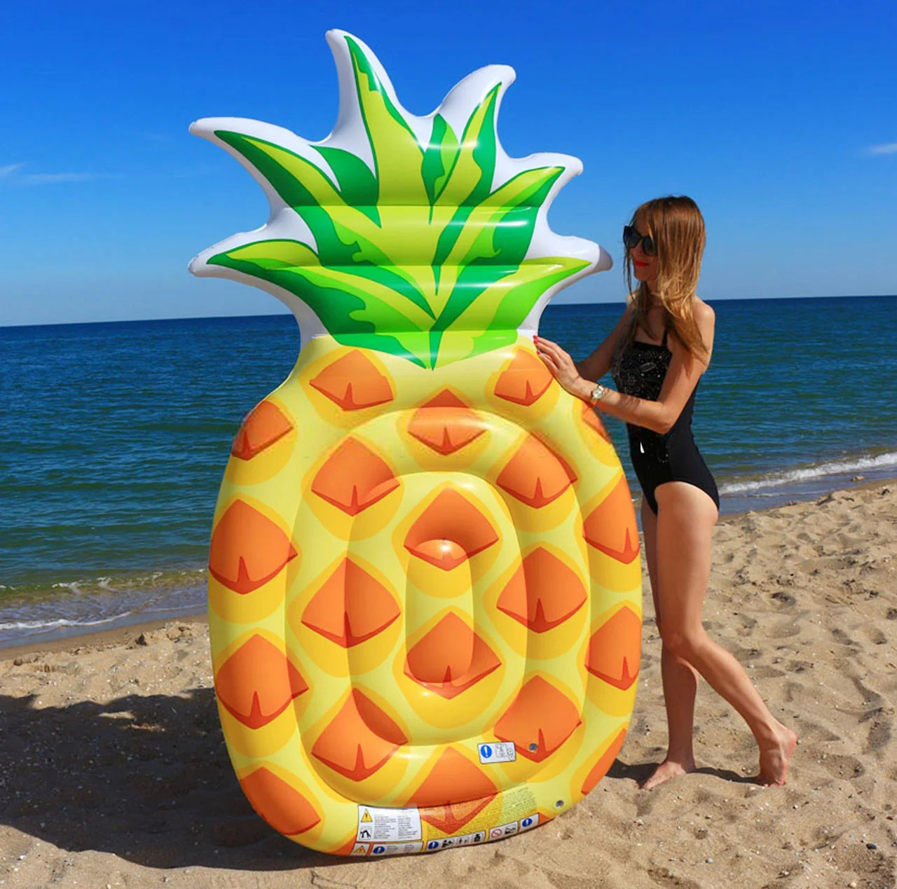 Oversized pineapple watermelon Rainbow cloud floating bed children water inflatable floating ice cream floating air cushion swim ring
