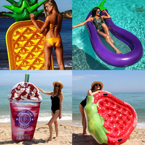 Extra large water pineapple watermelon pizza inflatable floating bed floating row cactus floating air cushion swimming ring photography props