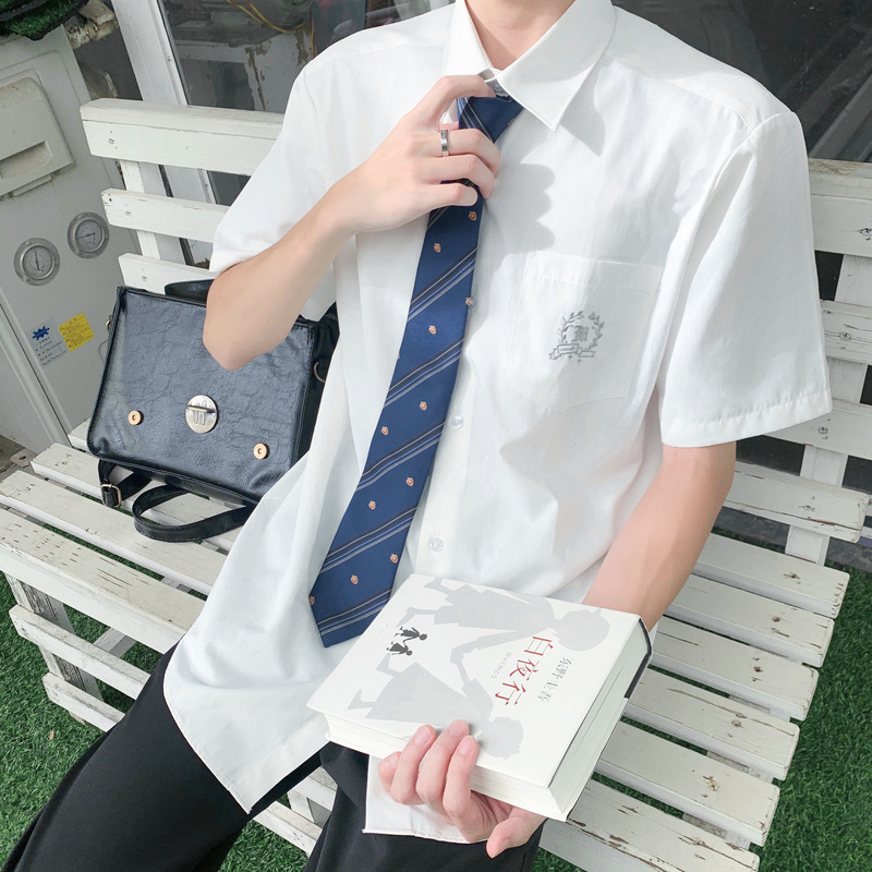 【Pantevilla】Monthly Pass Sale Shirts - White Jk/Dk Japanese Original Long Sleeve and Short Sleeve College Style Shirts