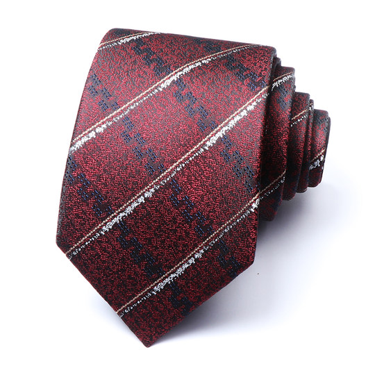 Business Formal Tie for Men, Zipper High-End Suit, Knot-Free for Weddings, Men's Striped Petal Groom's Tie