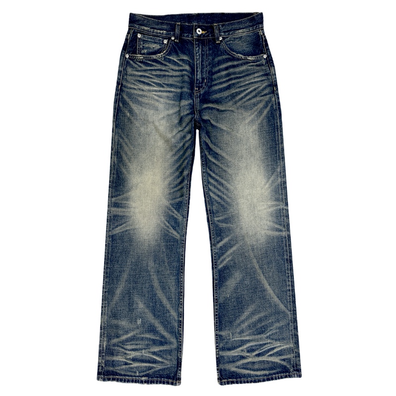 Siam1R1Zesml High-End Line Niuwang (Cow King) Ergonomic Retro Blue Washed Loose Straight-Leg Jeans for Men and Women