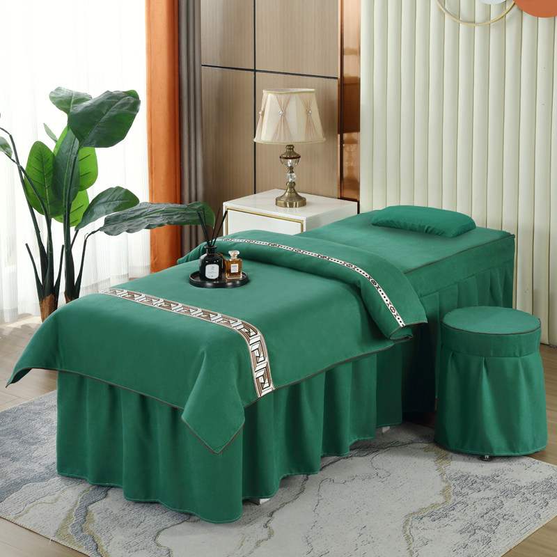 Beauty salon bedspread three or four-piece sets of high-grade simple solid color bed cover thickened winter massage bed physiotherapy trapezoidal bedspread
