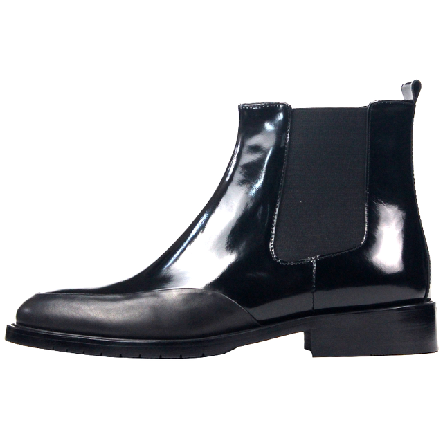 JINIWU Wu Ni Ji 2024 British Chelsea boots ເກີບຜູ້ຊາຍ elastic ງ່າຍດາຍແລະ versatile ເກີບຫນັງສີດໍາສົດໃສ cowhide ເກີບສັ້ນ