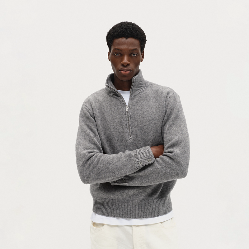 Re｜Superfine Merino 100% Sheep Wool Half-Zip Cardigan Casual Sweater