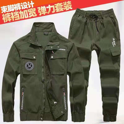 Осенний хлопковый эластичный камуфляжный износостойкий комбинезон, защита от ожогов