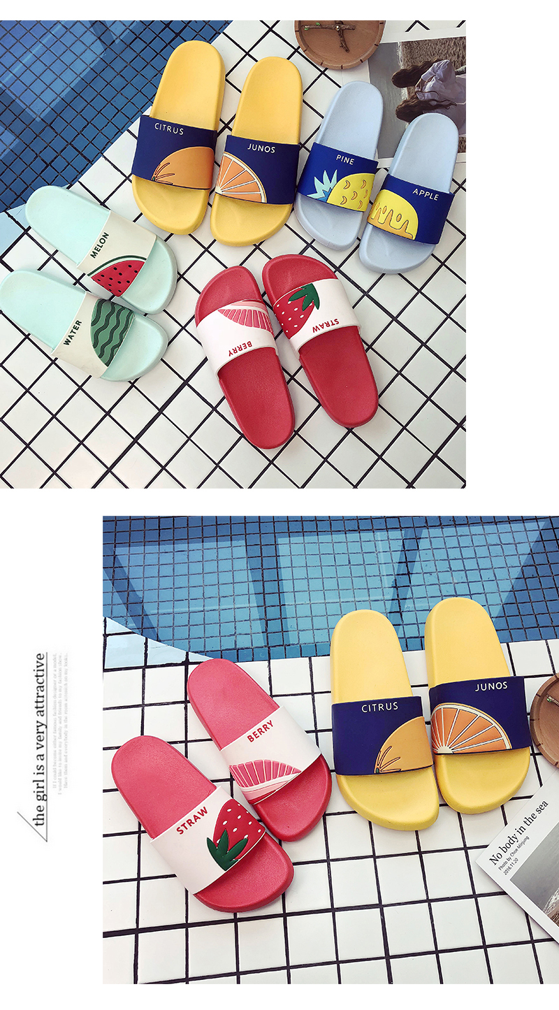 dép đi trong nhà Fruit cartoon nữ mùa hè cặp đôi dễ thương nhà tắm nội thất mặc ngoài dép chống trượt và dép 2019 mới nam - Trang chủ dép mang nhà tắm