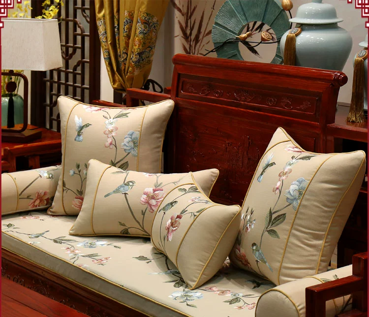 Phong cách Trung Quốc Redwood sofa đệm Bốn mùa phổ vải đệm dày chống trượt xốp Trung Quốc đệm sofa