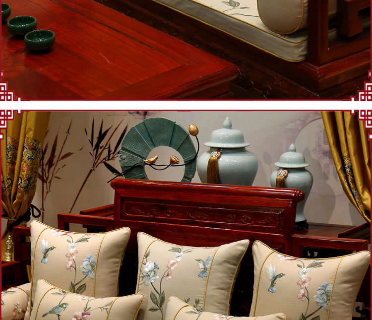 Phong cách Trung Quốc Redwood sofa đệm Bốn mùa phổ vải đệm dày chống trượt xốp Trung Quốc đệm sofa đệm lót ngồi