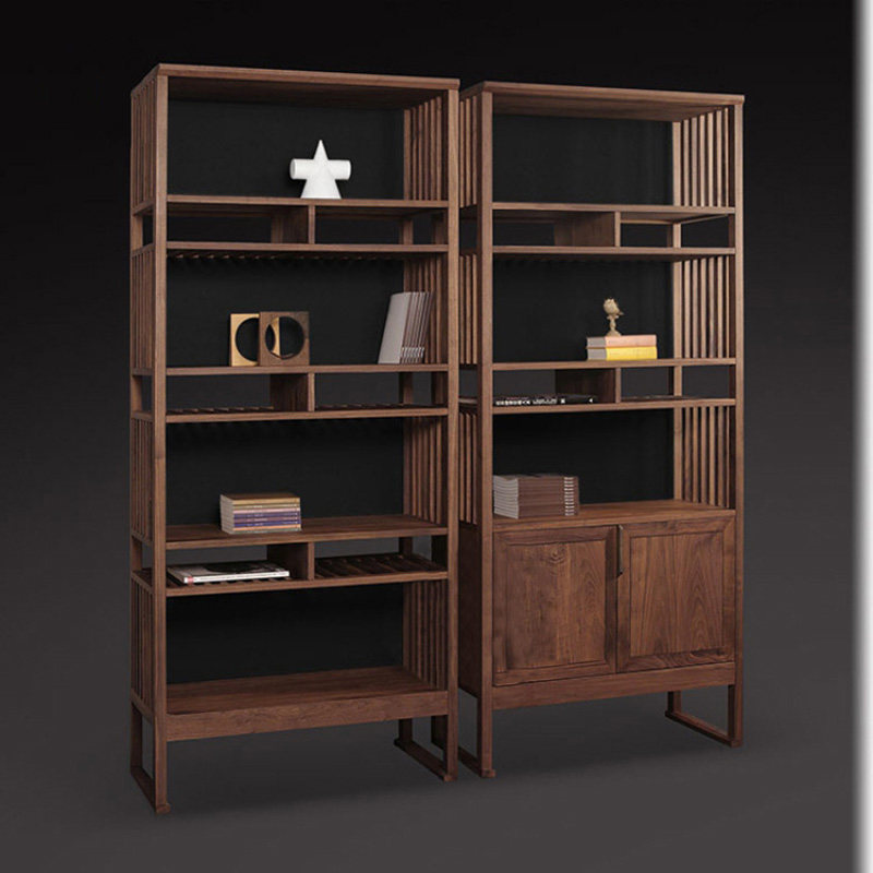 New Chinese style solid wood bookshelf study Bogu rack modern minimalist bookcase shelf display cabinet room log furniture