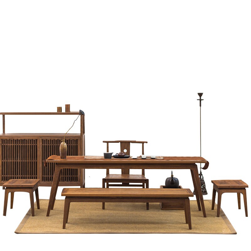 New Chinese style tea table and chair combination modern minimalist Kung Fu tea table Zen design solid wood tea art table ash wood furniture