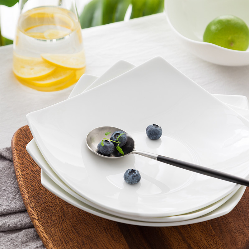 Creative square plate plate home bone china ceramic bowl and dish tableware set deep soup plate with vegetable deep plate
