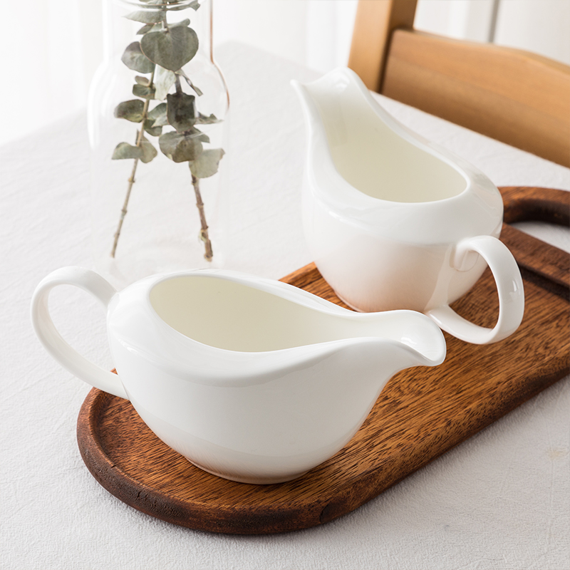 Pure White Ceramic Juice Hopper Western Dining Cutlery Steak Sauce Boat Cuisine Pot Bone porcelain Milk Milk Vat Milk Vat Honey Cup