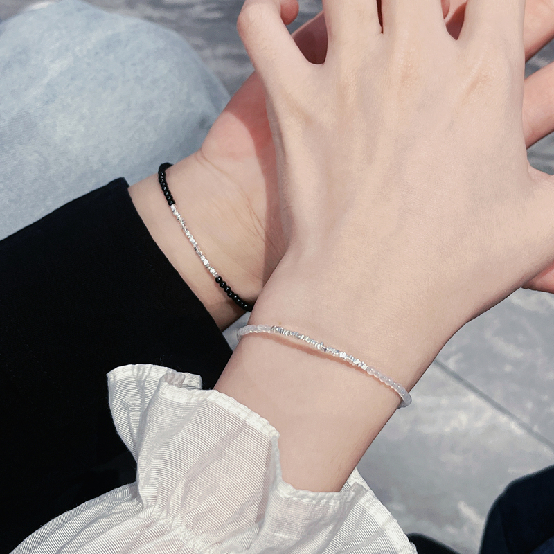 S999 Pure Silver Couple Bracelets, a Pair of Couple-Style Fine Silver Bracelets, New Valentine's Day Gifts for Men and Women