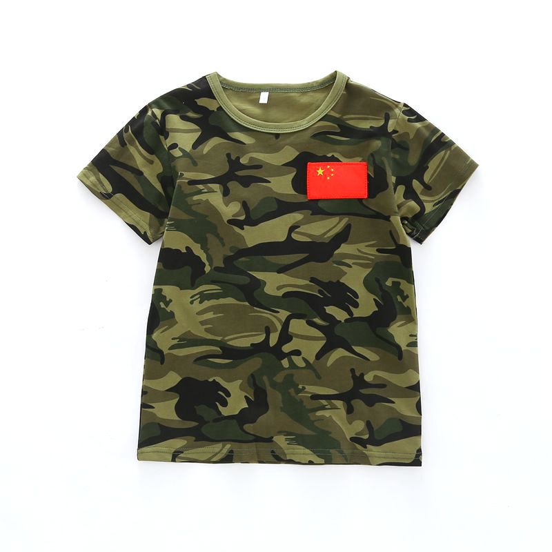 Boys' Pure Cotton Camouflage Short-Sleeved Sweat-Absorbent Shirt New Children's T-Shirt Boys' Performance T-Shirt Half-Sleeved Children's Clothing Military Training Uniform Boys' Pure Cotton Camouflage Short-Sleeved Sweat-Absorbent Shirt New Children's T-Shirt Boys' Performance T-Shirt Half-Sleeved Children's Clothing Military Training Uniform