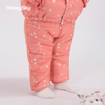 Hani Sky newborn baby pants autumn and winter men and women baby padded trousers go out windproof and warm can open crotch