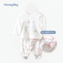 Hani Sky newborn baby base underwear 2 sets spring and autumn baby split pajamas cotton home wear