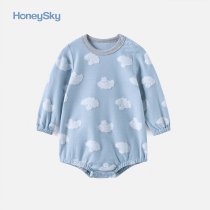 Hani Sky newborn baby shirt spring and autumn ha clothes men and women Baby long sleeve triangle climbing cotton conjoined clothes