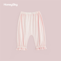 Hani Sky Baby pants thin female baby anti mosquito pants summer new casual pants breathable cotton trousers