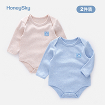 Hani Sky newborn baby conjoined clothes Spring and Autumn New Baby triangle haffian cotton long sleeve shirt 2 pieces
